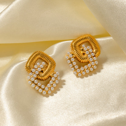 18K Gold-Plated Stainless Steel Square Earrings