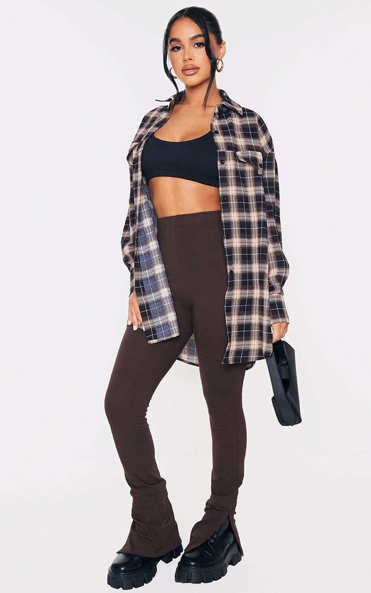 Chocolate Checked Oversized Shirt