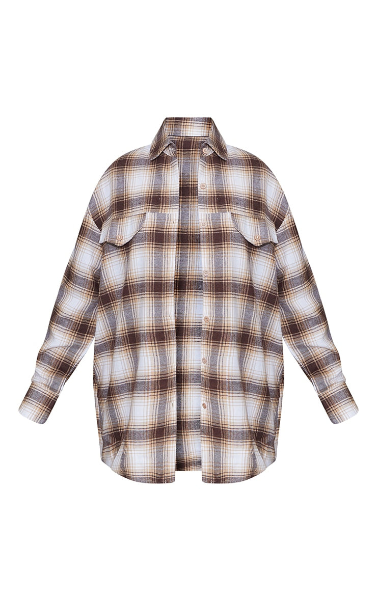Chocolate Checked Oversized Shirt