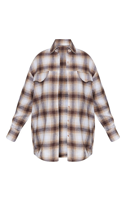 Chocolate Checked Oversized Shirt