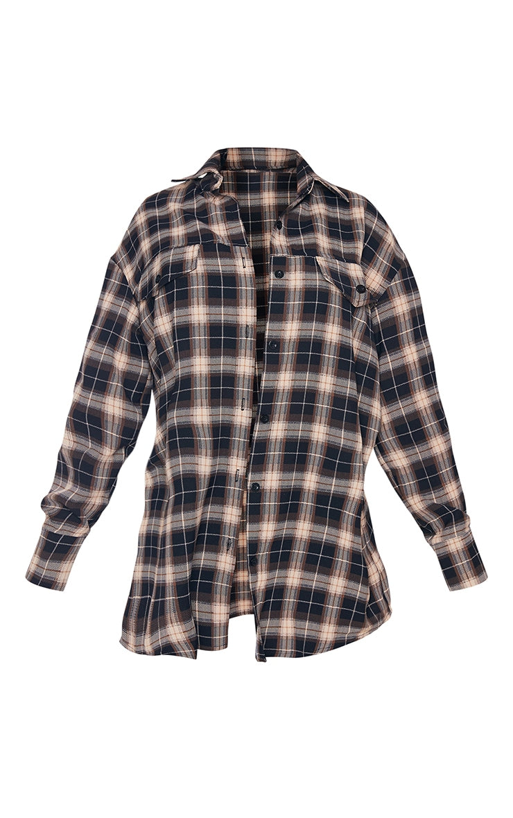 Chocolate Checked Oversized Shirt