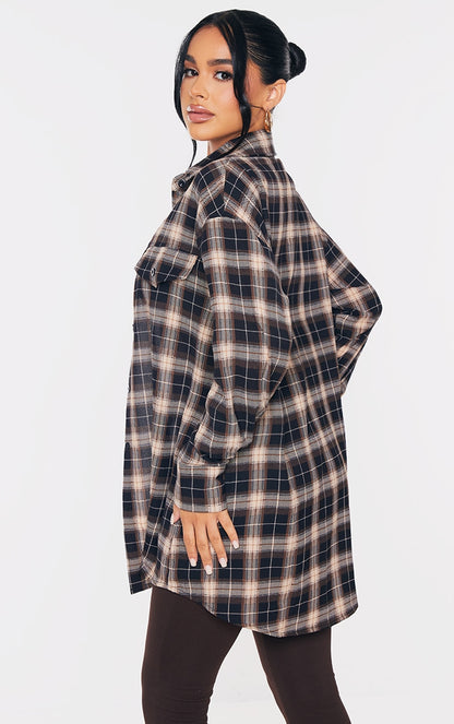 Chocolate Checked Oversized Shirt